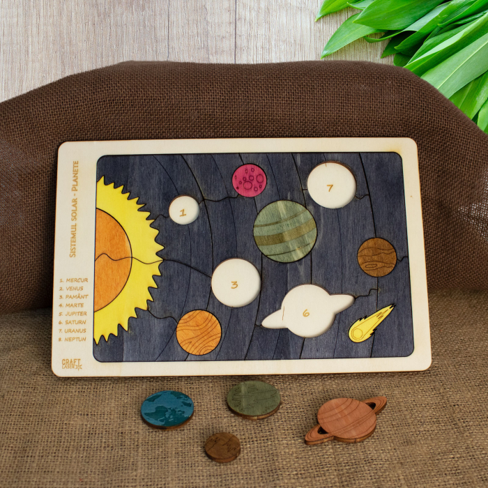 Puzzle Educativ Pentru Copii , Din Lemn, “Planete Ale Sistemului Solar” [3]