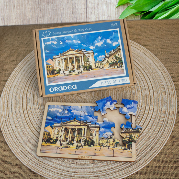 Puzzle suvenir din lemn "Teatrul Regina Maria, Oradea", 15 de piese [2]