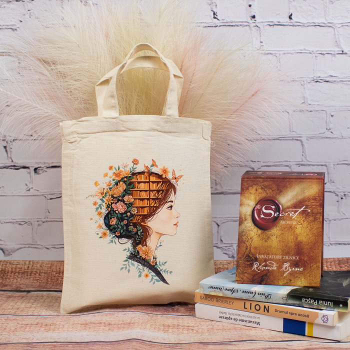 Sacosa din bumbac, Mindful Reading, dimensiune 22 x 26 cm [2]