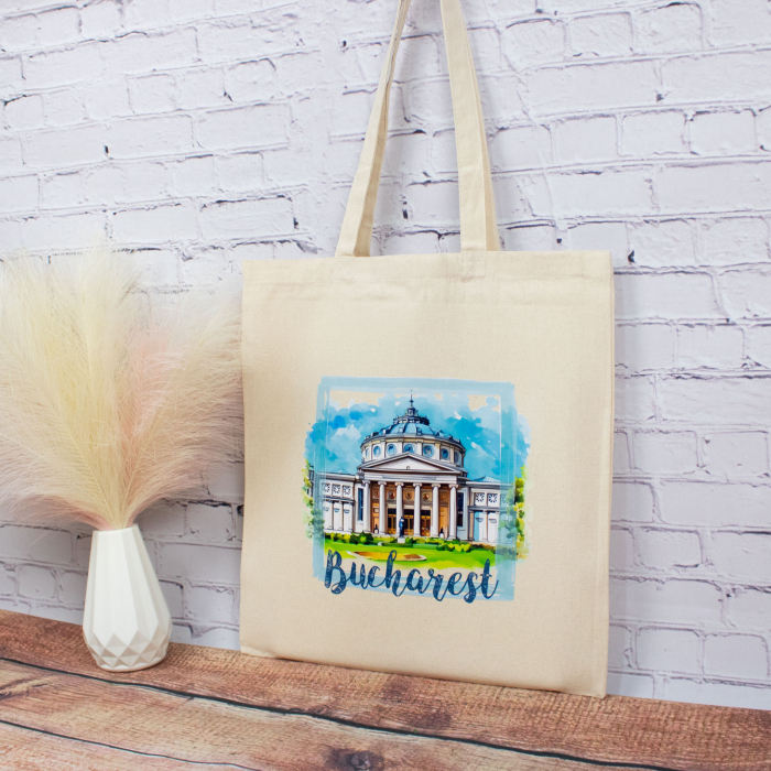 Sacosa din bumbac, suvenir, Ateneul Roman, Bucuresti [3]