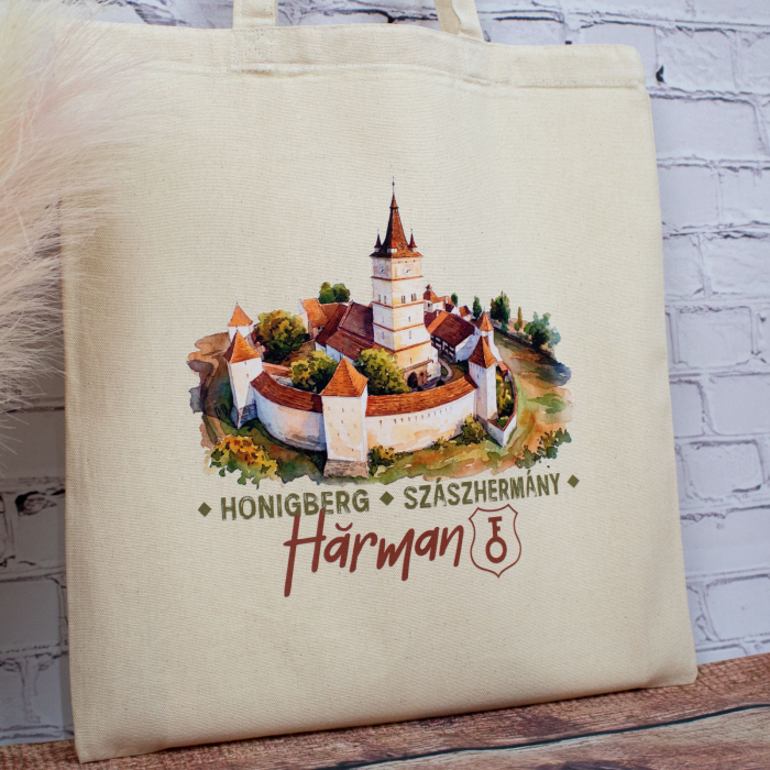 Sacosa din bumbac, suvenir, Biserica Evanghelica Fortificata Hărman [4]