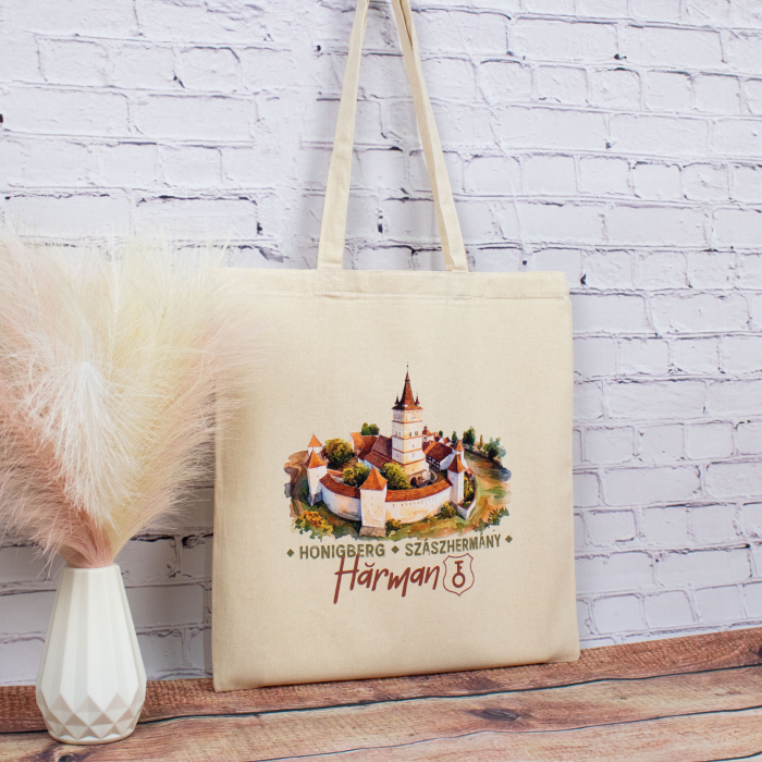 Sacosa din bumbac, suvenir, Biserica Evanghelica Fortificata Hărman [2]