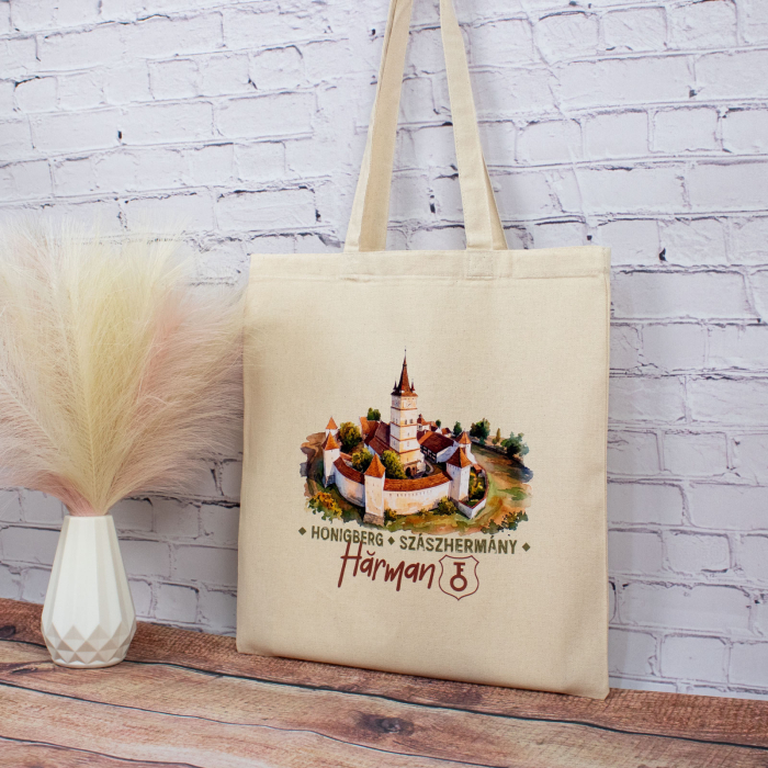 Sacosa din bumbac, suvenir, Biserica Evanghelica Fortificata Hărman [3]