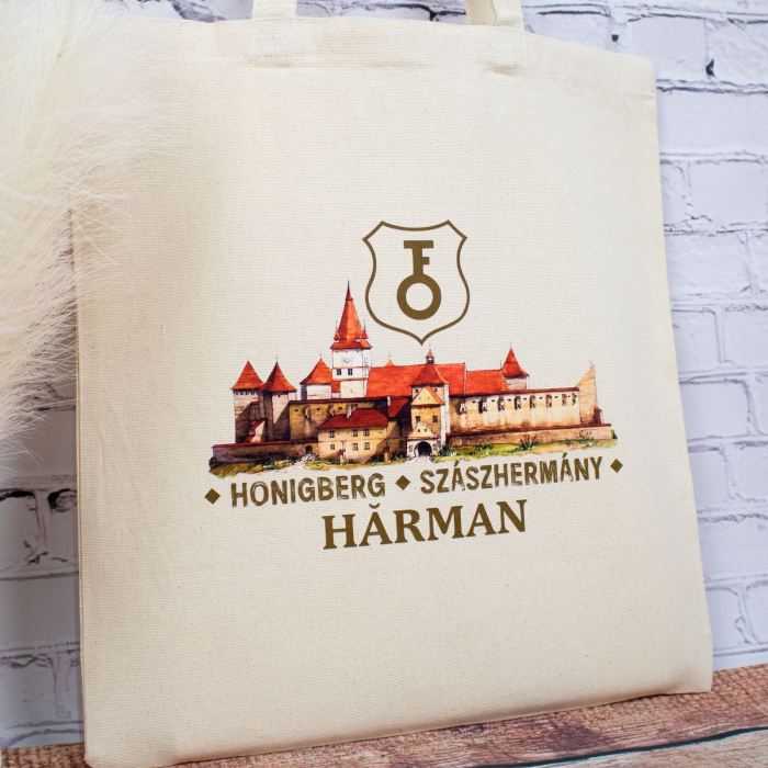 Sacosa din bumbac, suvenir, Biserica - Cetate Fortificata Hărman [4]
