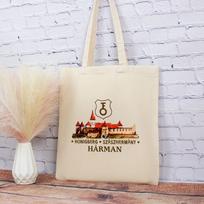 Sacosa din bumbac, suvenir, Biserica - Cetate Fortificata Hărman [3]