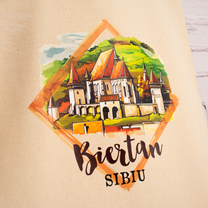 Sacosa din bumbac, suvenir, Biserica Fortificata Biertan, Sibiu [5]