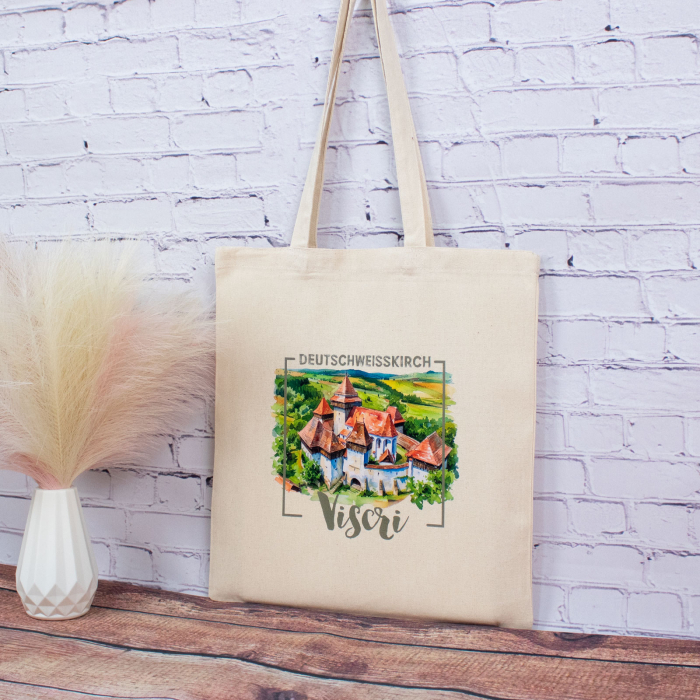 Sacosa din bumbac, suvenir, Biserica Fortificata Viscri [3]