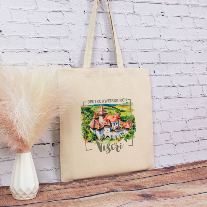 Sacosa din bumbac, suvenir, Biserica Fortificata Viscri [2]