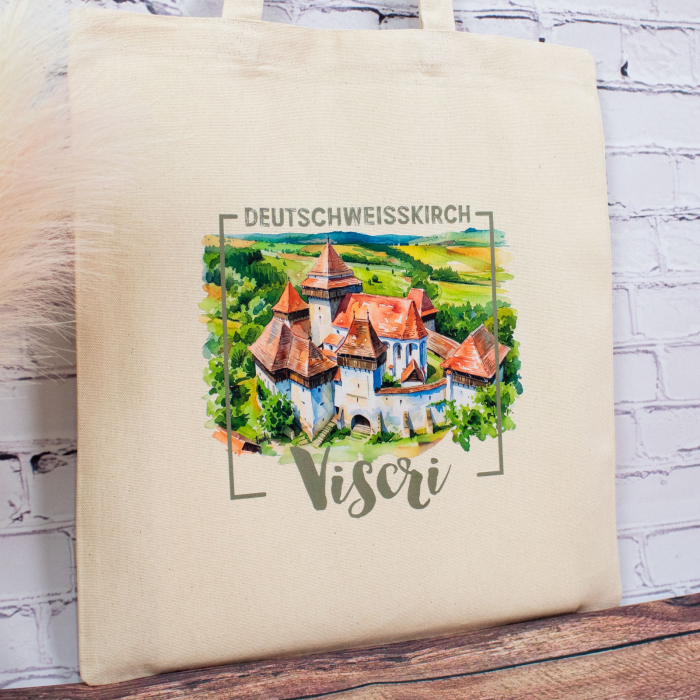Sacosa din bumbac, suvenir, Biserica Fortificata Viscri [4]