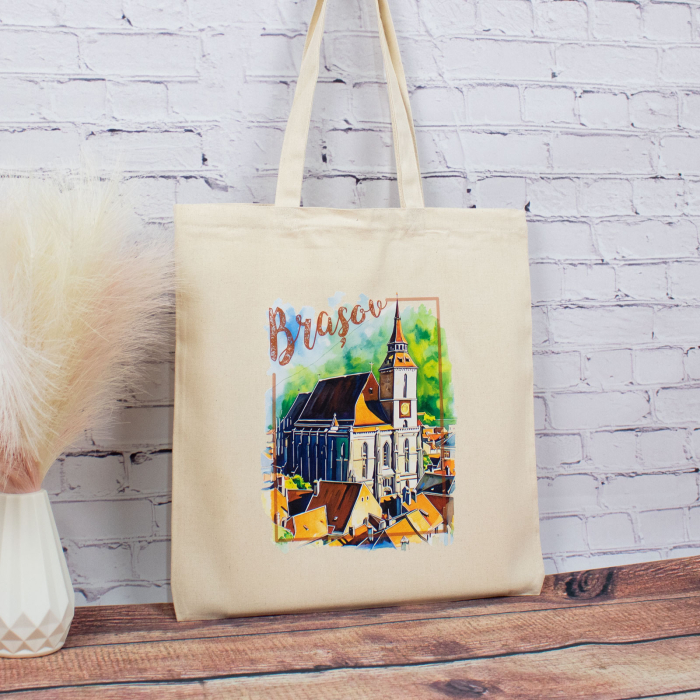 Sacosa din bumbac, suvenir, Biserica Neagra, Brasov [3]