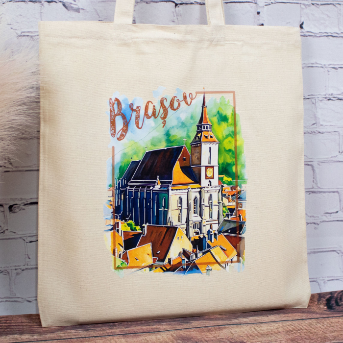Sacosa din bumbac, suvenir, Biserica Neagra, Brasov [4]
