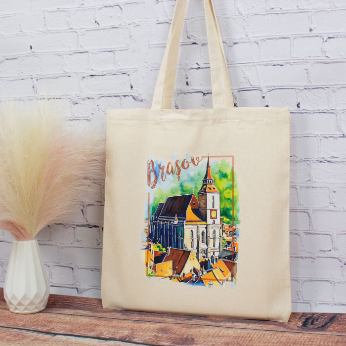 Sacosa din bumbac, suvenir, Biserica Neagra, Brasov [2]