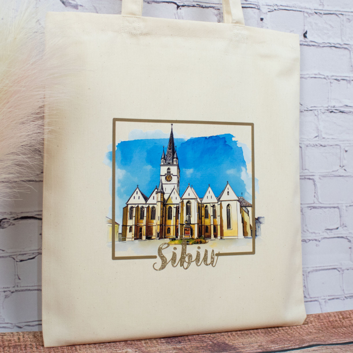 Sacosa din bumbac, suvenir, Biserica Sfanta Maria Sibiu [4]