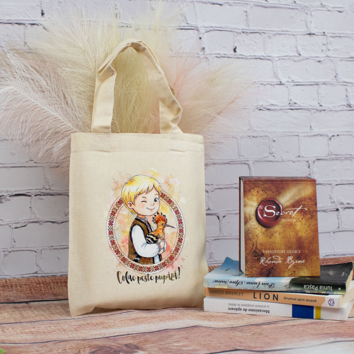 Sacosa din bumbac, suvenir, Colac peste pupaza - Amintiri din Copilarie, dimensiune 22 x 26 cm [4]