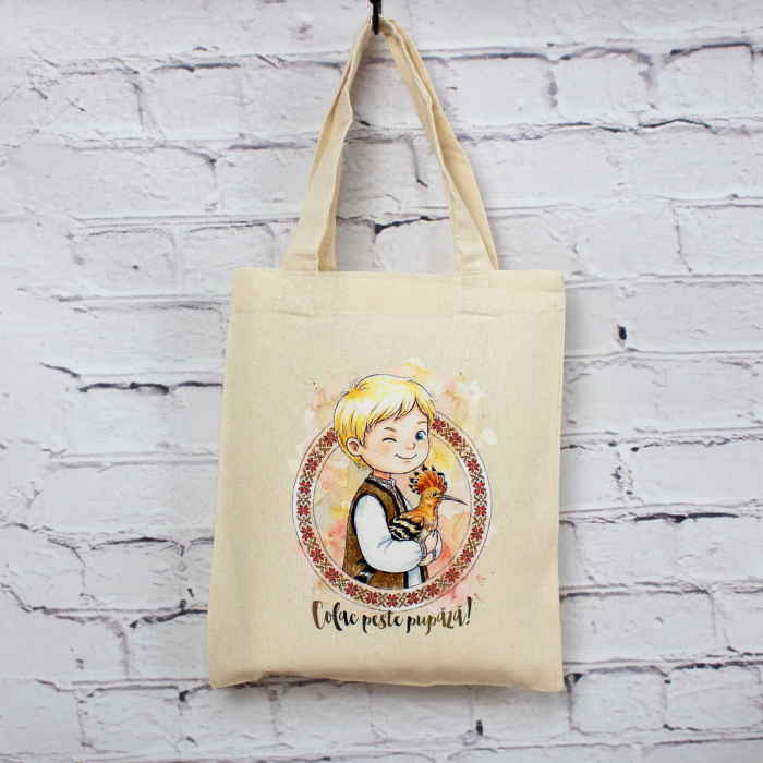 Sacosa din bumbac, suvenir, Colac peste pupaza - Amintiri din Copilarie, dimensiune 22 x 26 cm [5]