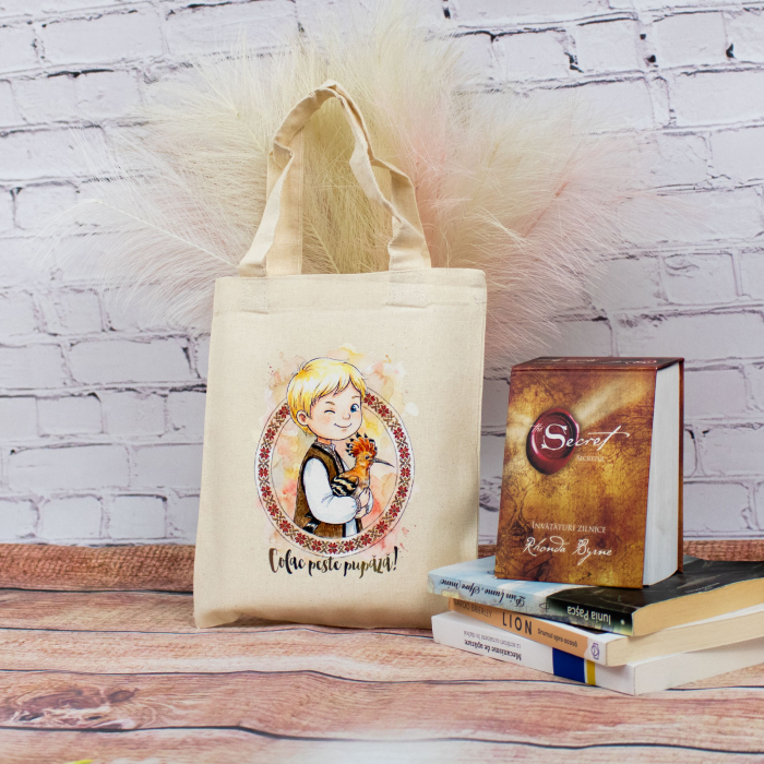 Sacosa din bumbac, suvenir, Colac peste pupaza - Amintiri din Copilarie, dimensiune 22 x 26 cm [3]