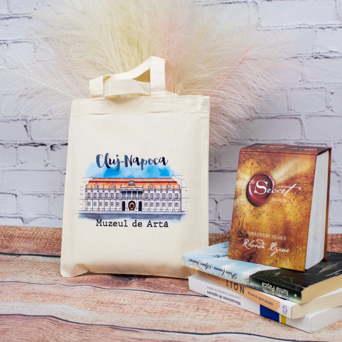 Sacosa din bumbac, suvenir, Muzeul de Arta Cluj Napoca, dimensiune 22 x 26 cm [2]