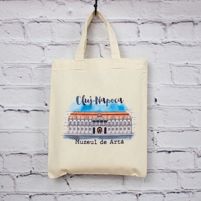 Sacosa din bumbac, suvenir, Muzeul de Arta Cluj Napoca, dimensiune 22 x 26 cm [4]