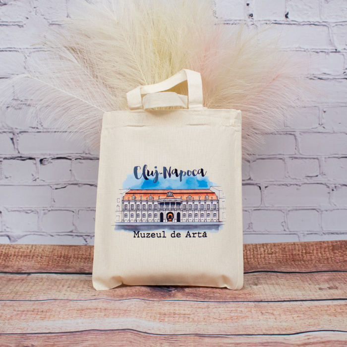 Sacosa din bumbac, suvenir, Muzeul de Arta Cluj Napoca, dimensiune 22 x 26 cm [3]
