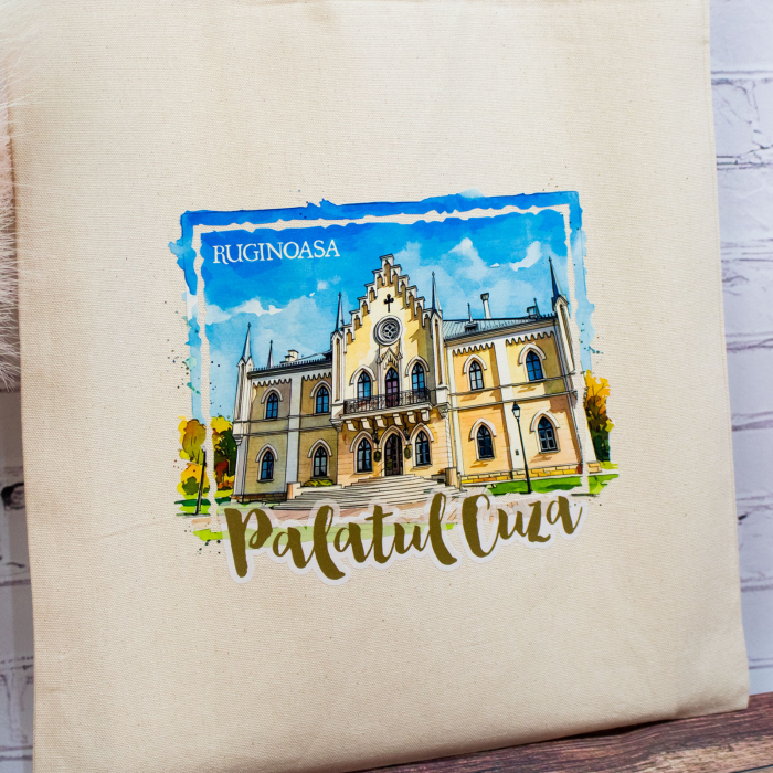 Sacosa din bumbac, suvenir, Palatul Cuza, Ruginoasa [4]
