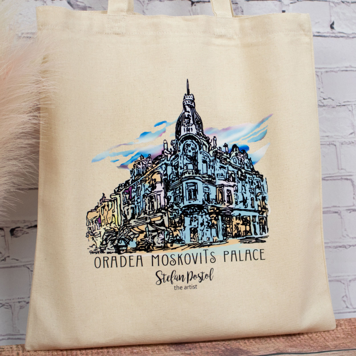 Sacosa din bumbac, suvenir, "Palatul Moskovits", Oradea – Colecția Design de Artist by Ștefan Postol - The Artist [4]