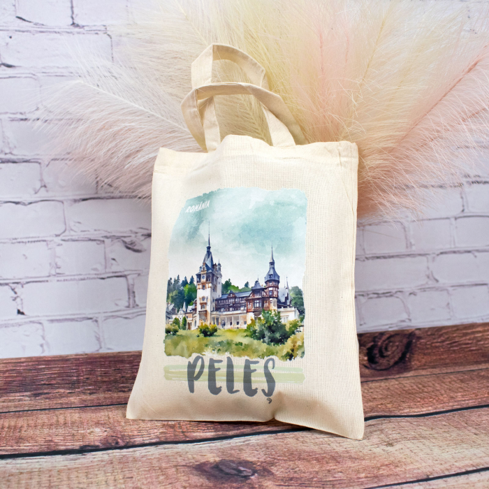 Sacosa din bumbac, suvenir, Peles, dimensiune 22 x 26 cm [2]