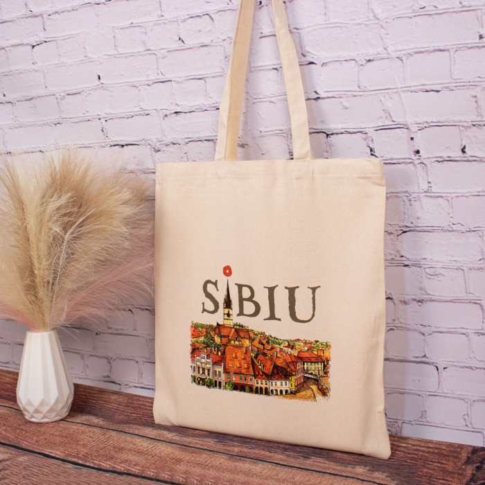 Sacosa din bumbac, suvenir, Sibiu medieval [4]