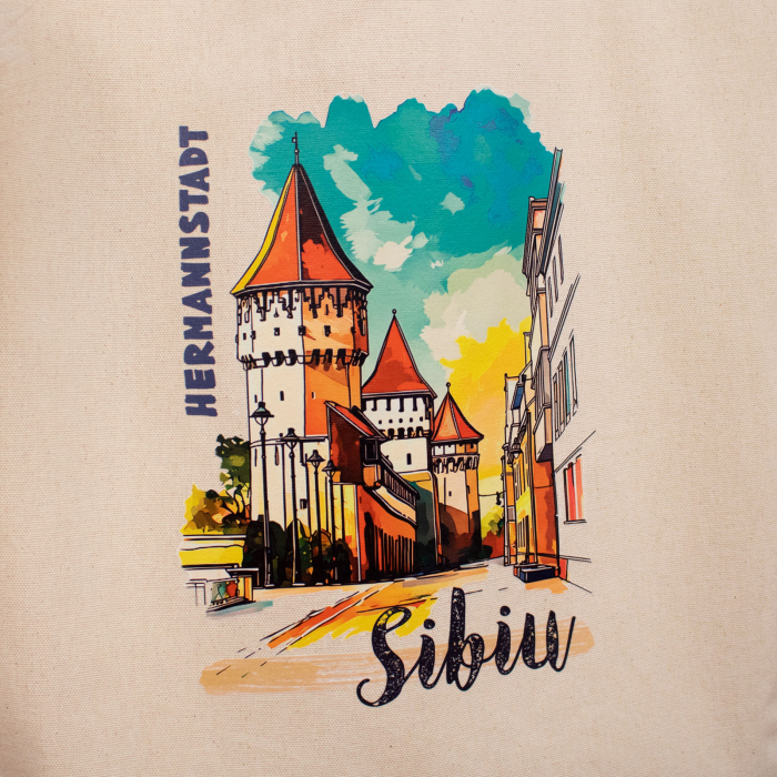 Sacosa din bumbac, suvenir, Strada Cetatii, Sibiu [6]