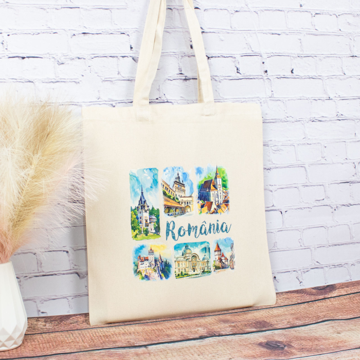 Sacosa din bumbac, suvenir, Visit Romania [2]