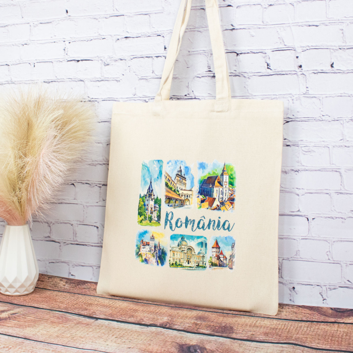 Sacosa din bumbac, suvenir, Visit Romania [3]