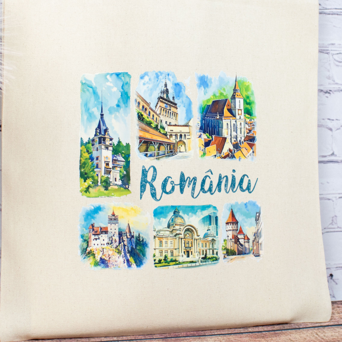 Sacosa din bumbac, suvenir, Visit Romania [4]
