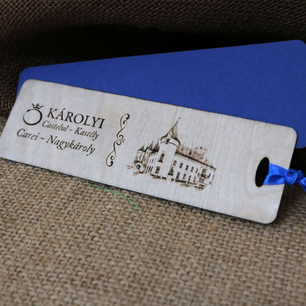 Semn de carte din lemn, gravat Castelul Karolyi Carei [4]