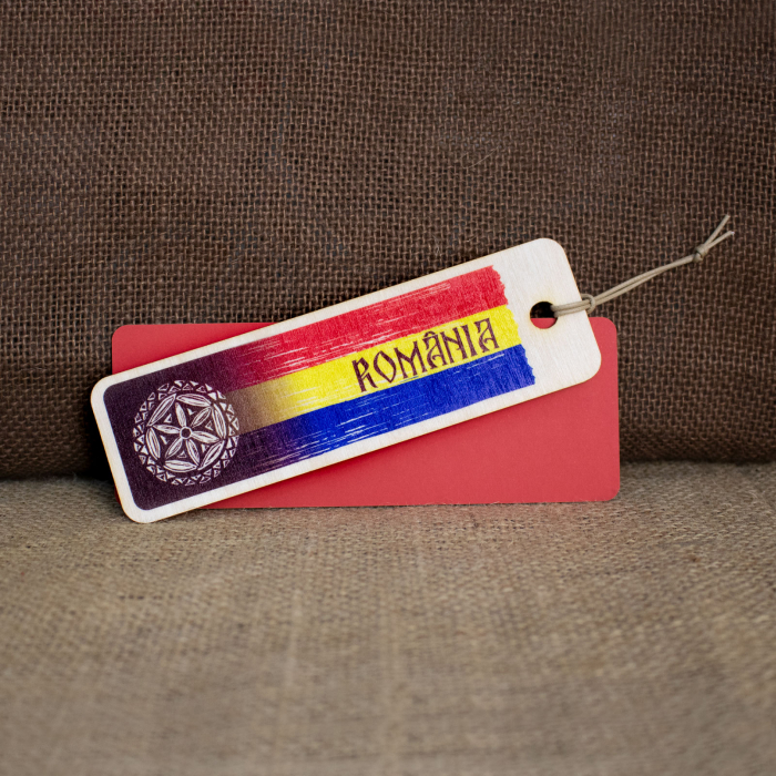 Semn De Carte suvenir, din lemn, acuarela,Visit Romania [2]