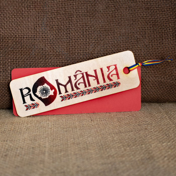 Semn De Carte suvenir, Din lemn, acuarela,Visit Romania [2]