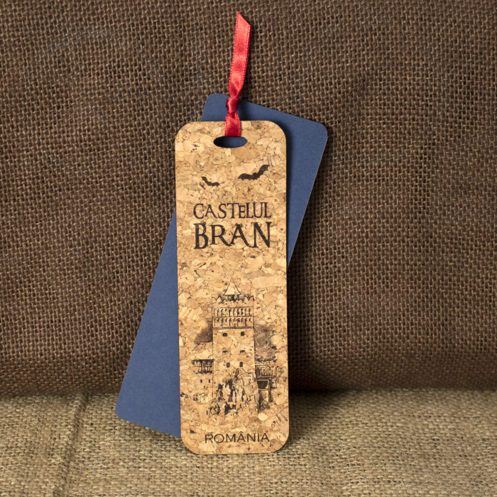 Semn de carte suvenir, din material de pluta, gravat, Castelul Bran [2]