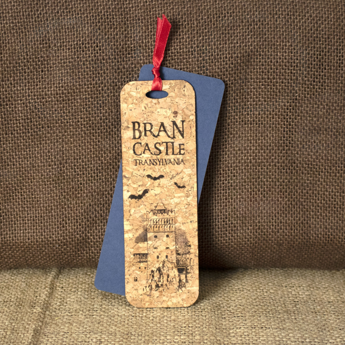 Semn de carte suvenir, din material de pluta, gravat, Castelul Bran [2]