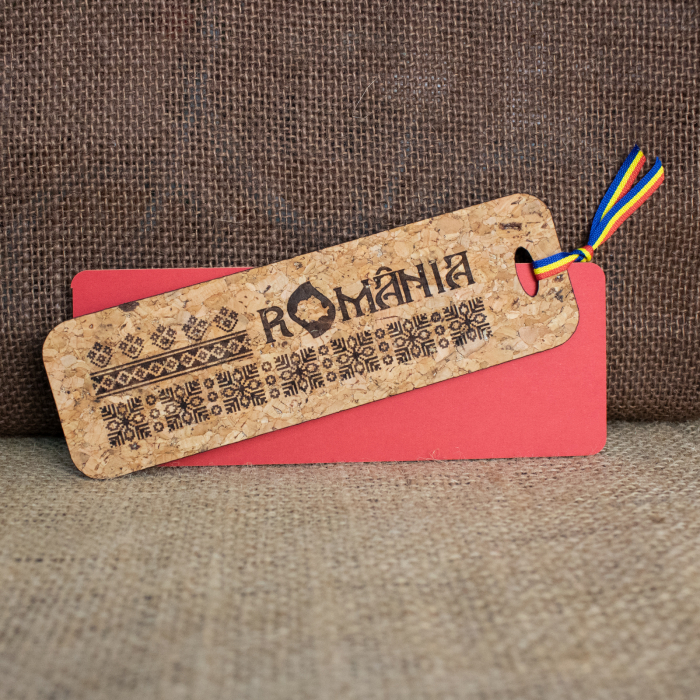 Semn De Carte suvenir, Din material de pluta, Gravat, Visit Romania [2]