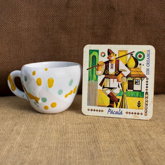 Suport pahare suvenir, din lemn, Amintiri din Copilarie - personaje (set 4 bucati) [6]