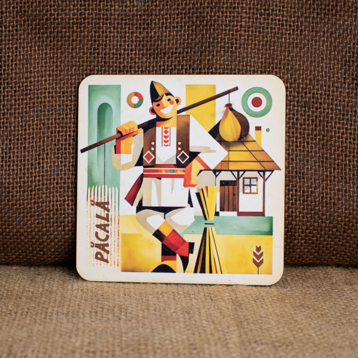 Suport pahare suvenir, din lemn, Amintiri din Copilarie (set 6 bucati) [5]
