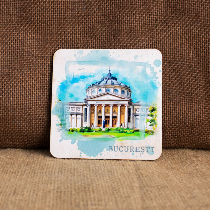 Suport pahare suvenir, din lemn, Ateneul Roman, Bucuresti [1]