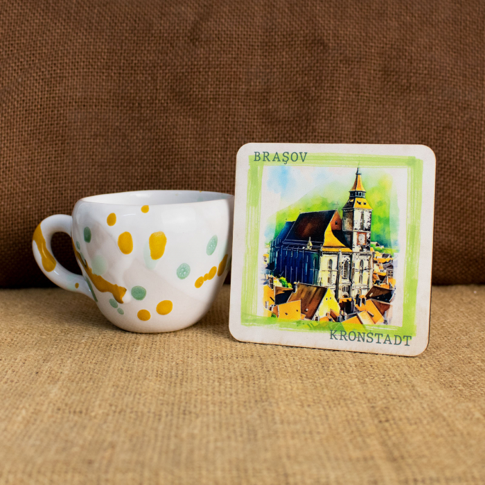 Suport pahare suvenir, din lemn, Brasov (set 4 bucati) [5]