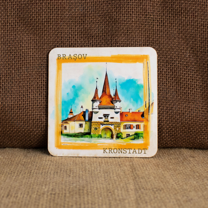 Suport pahare suvenir, din lemn, Brasov (set 4 bucati) [7]