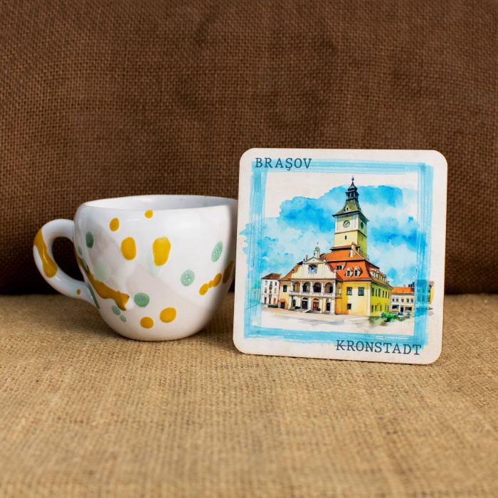 Suport pahare suvenir, din lemn, Brasov (set 4 bucati) [4]
