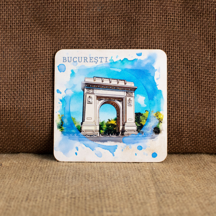 Suport pahare suvenir, din lemn, Bucuresti (set 4 bucati) [4]