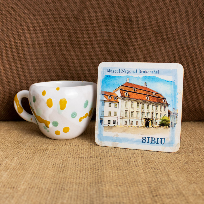 Suport pahare suvenir, din lemn, Sibiu (set 4 bucati) [4]