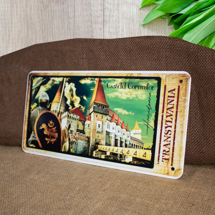 Tablou metalic suvenir -  cavaler "Visit Castelul Corvinilor Hunedoara" [3]