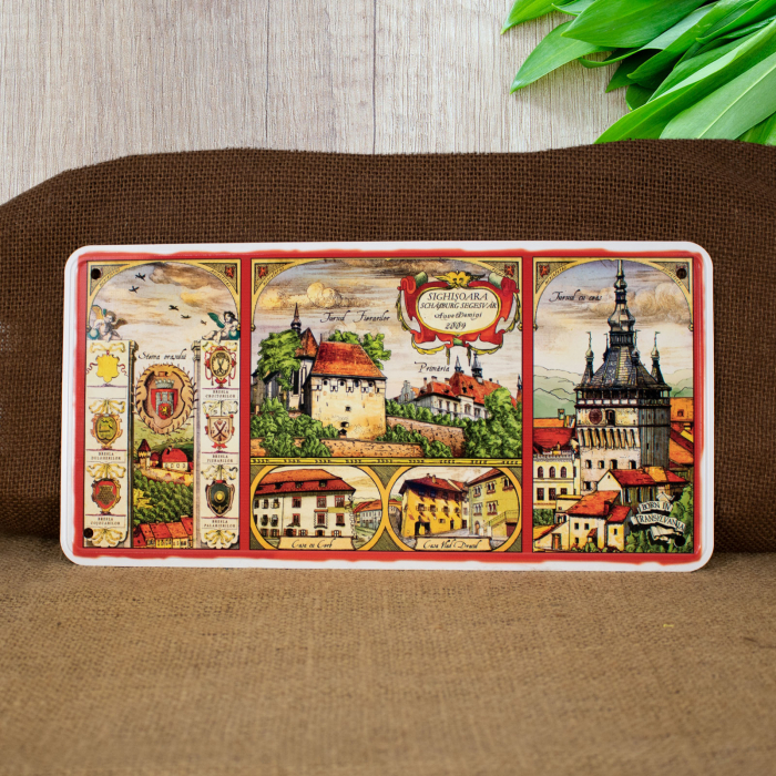 Tablou metalic decorativ suvenir, Bresle, Sighisoara Medievala [2]