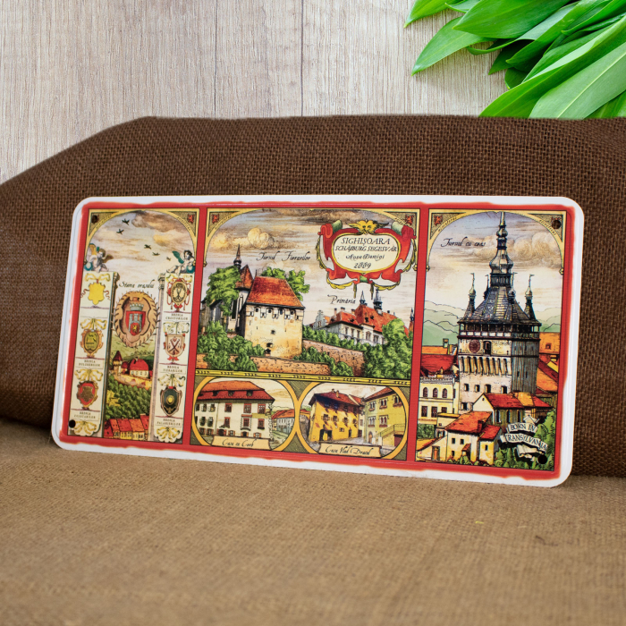 Tablou metalic decorativ suvenir, Bresle, Sighisoara Medievala [4]
