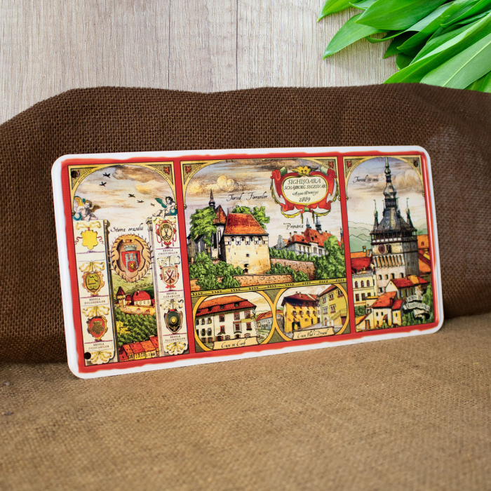 Tablou metalic decorativ suvenir, Bresle, Sighisoara Medievala [3]