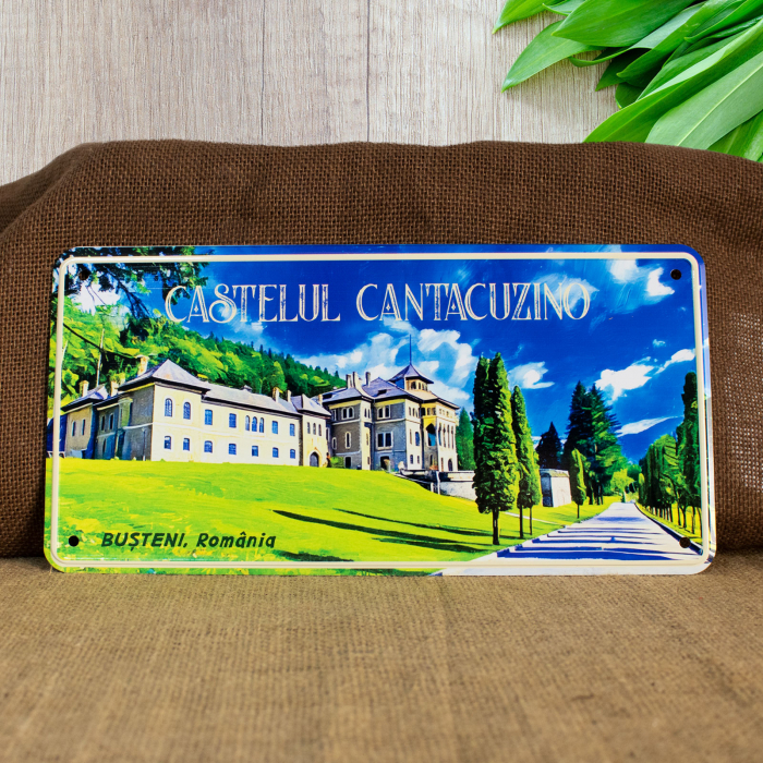 Tablou metalic decorativ suvenir, Castelul Cantacuzino, Busteni [2]